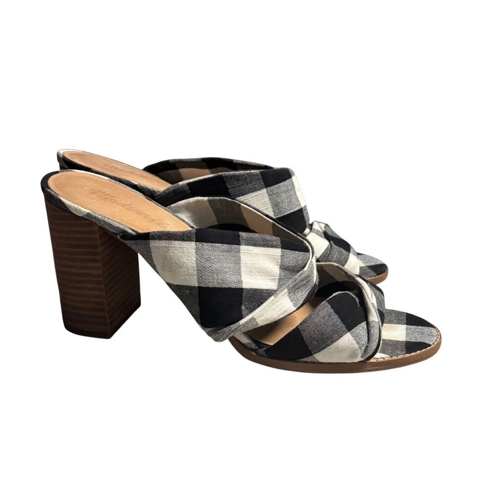 Madewell Shoes Heels‎ Alexandria Gingham Black White Check Size 11